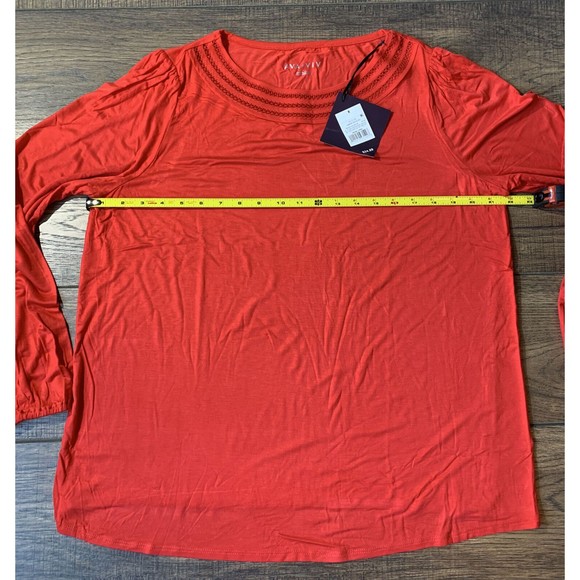 Women's Ava & Viv Plus Size Long Sleeve Knit Top Red top, Size X top, NEW, 1020 - Picture 8 of 11